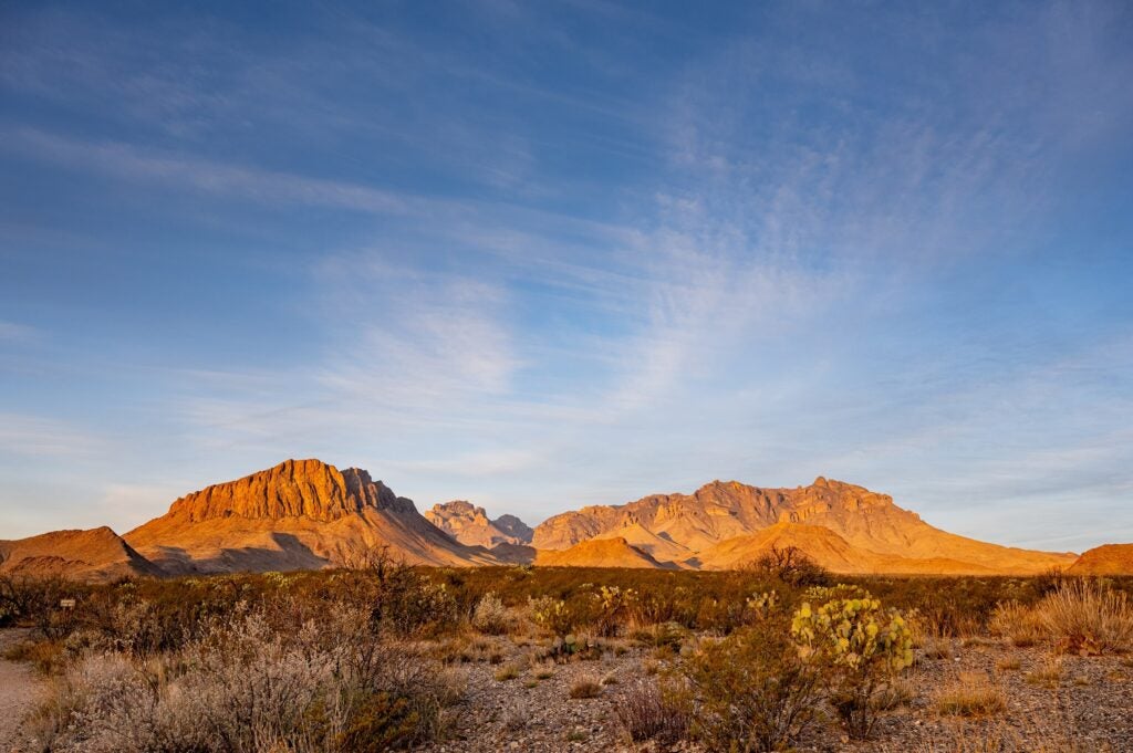 Desert landscape with distant mountains