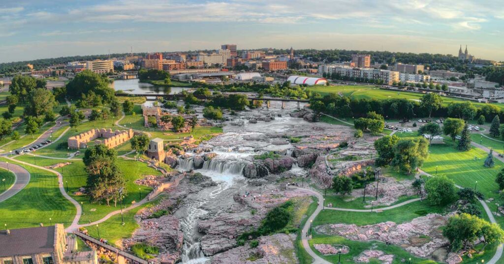 aerial view of downtown south dakota