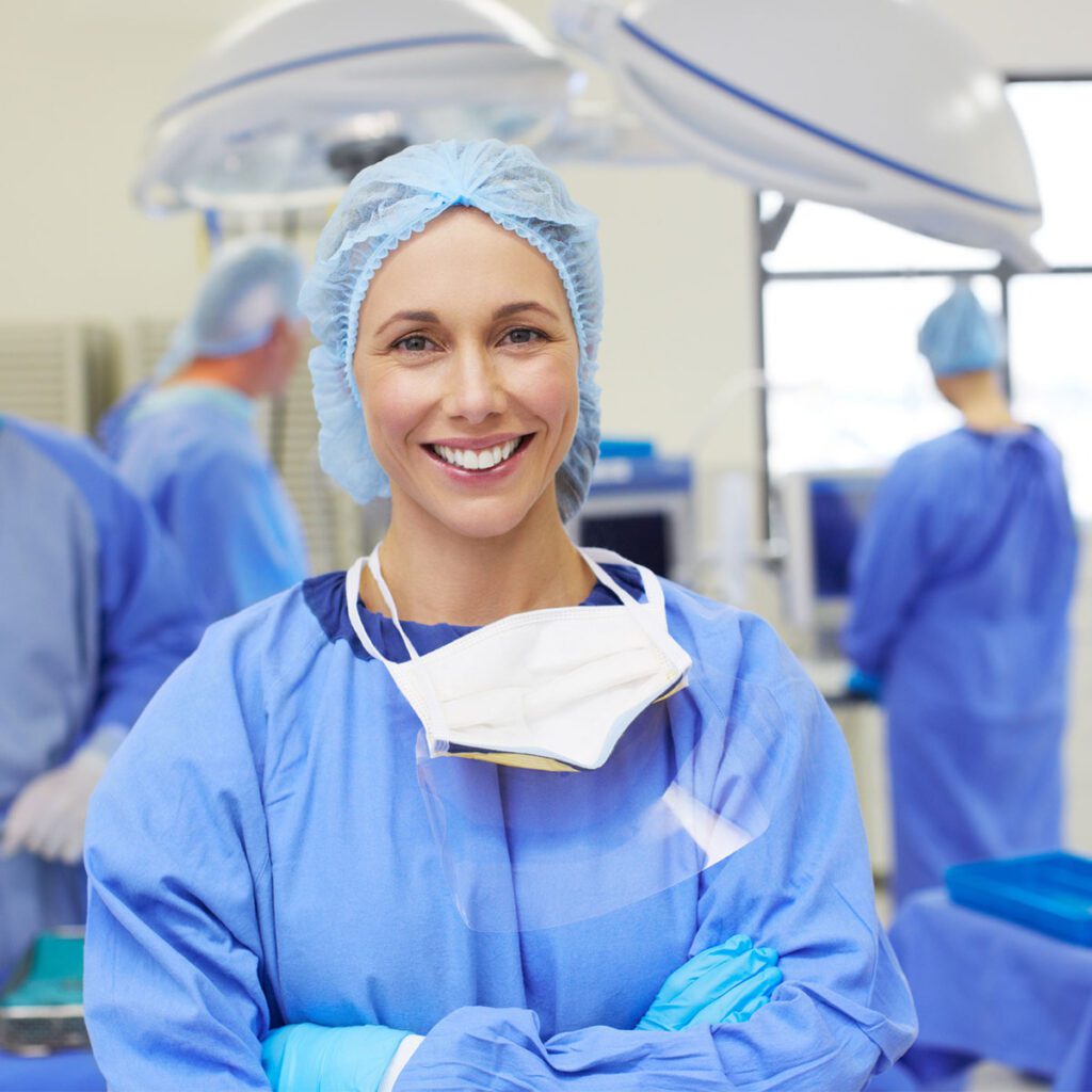 Female doctor dressed in surgical uniform